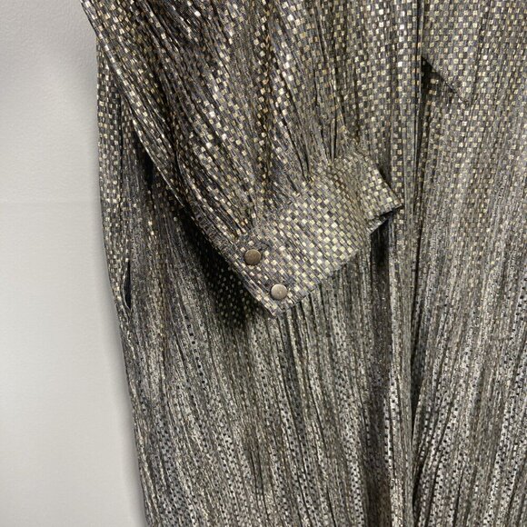 Anthropologie X Sabina Musayev Dress Size M Eugine Gold Gray Accordian Tie Date - Picture 2 of 13